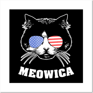 Cute Kitty Cat Animal American Flag Patriotic 4th Of July Posters and Art